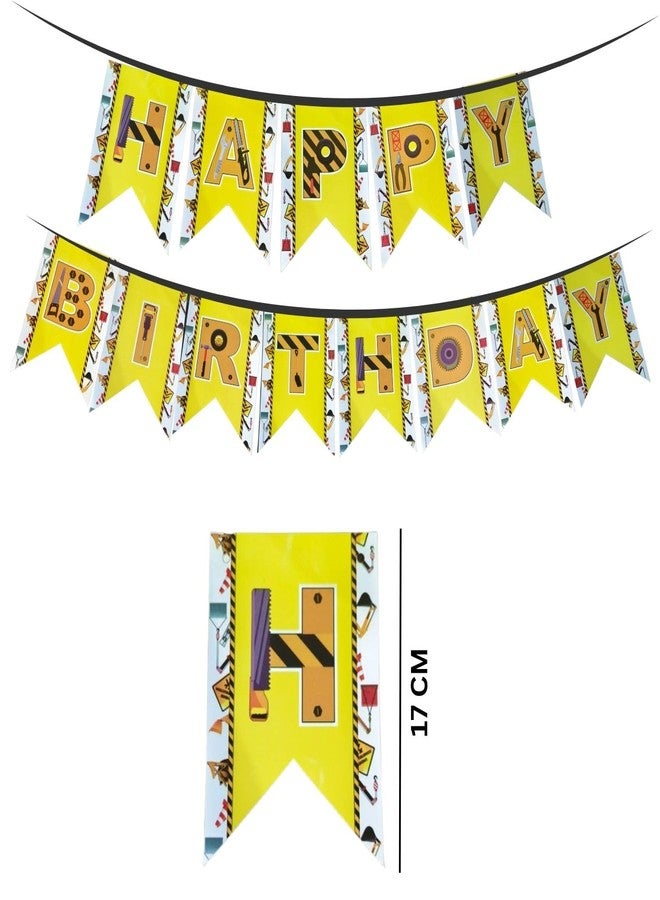 FI - FLICK IN 58 pcs JCB Construction 8th Birthday Decoration Set of Happy Birthday Cardstock Paper banner Transport Theme Dump Truck with Yellow or Black Party Decoration for Boys (Pack of 58) - Image 4